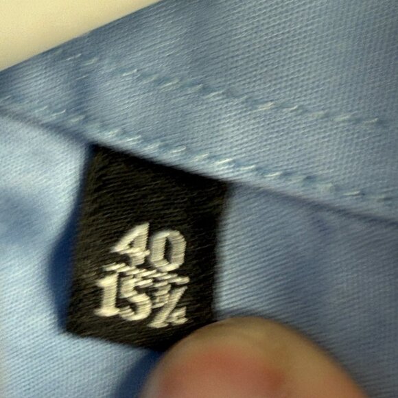 Gucci Italy Made Button Up Shirt Blue 40 (15.75) Long Sleeve Cotton Cursive Logo - Picture 7 of 16